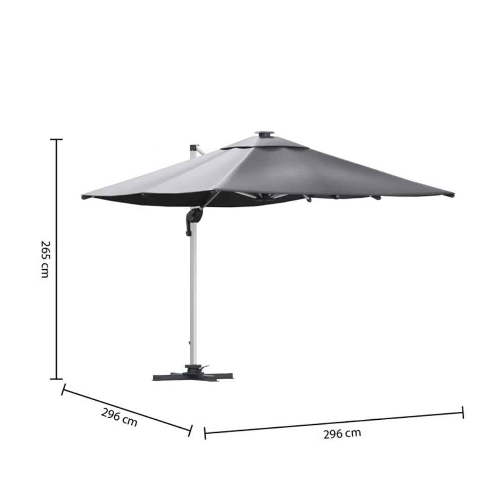 Equador Grey Cantilever Outdoor Umbrella with Base