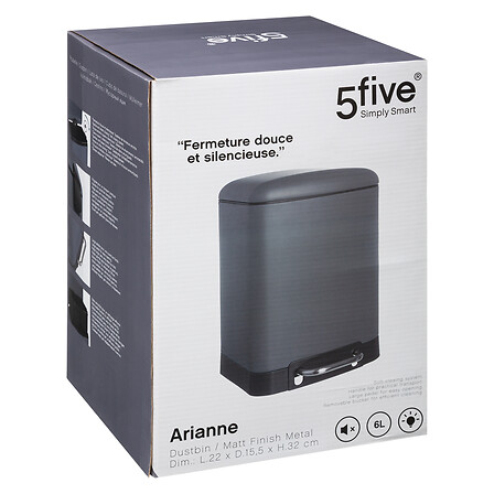 Ariane Soft Close Step Can Grey 5L