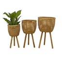 Woven Basket Planter With Wood Legs 20in