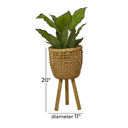 Woven Basket Planter With Wood Legs 20in