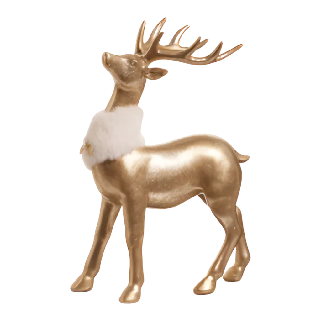 Deer with Fur Collar Gold Assorted 11in