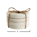 Round Marble Coasters with Brass Tree Inlay White 4in 4pc