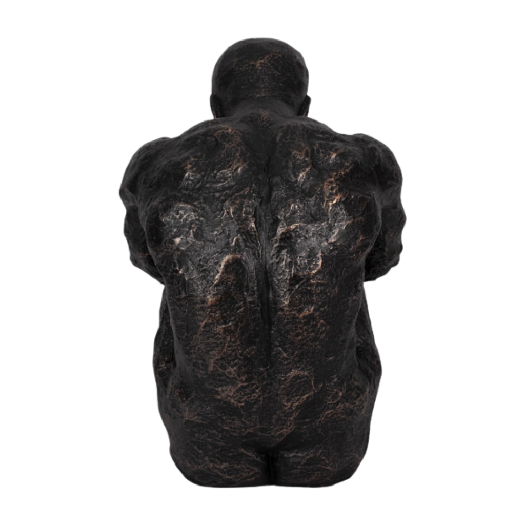 Sitting Man Figurine Bronze 16in