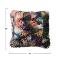 Wool Shag Pillow Multi Color 20x20in