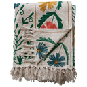 Suzani Embroidered Cotton Throw 60x50in