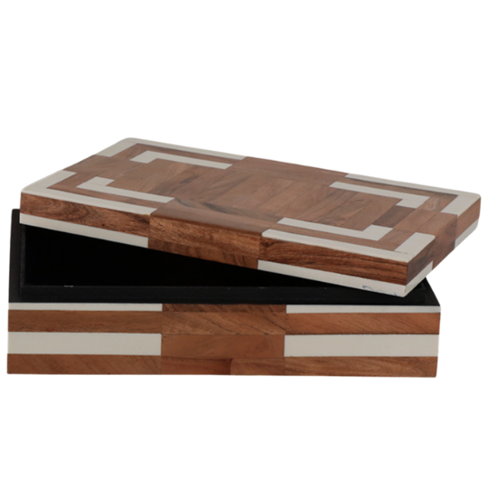 Ivory Wood Inlay Boxes 11in