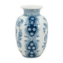Floral Vase Blue & White 8.7in
