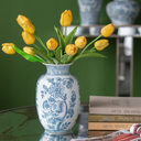 Floral Vase Blue & White 8.7in