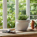 Textured Stoneware Jug Planter 10in