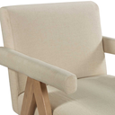 Helen Accent Chair Cream Fabric with Light Chestnut