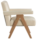 Helen Accent Chair Cream Fabric with Light Chestnut