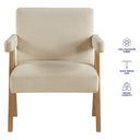 Helen Accent Chair Cream Fabric with Light Chestnut