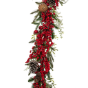 Garland with Berries and Pine Cones Red 71in
