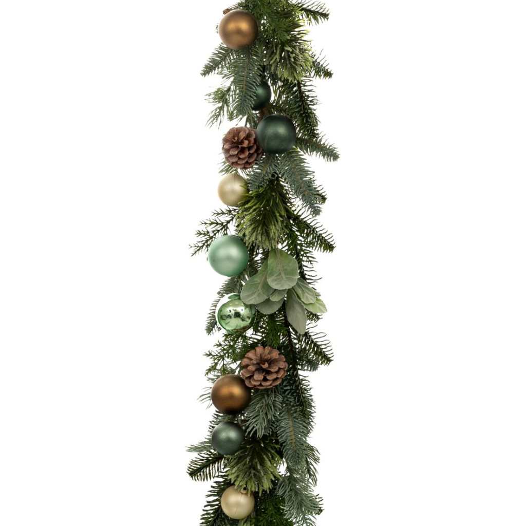 Garland with Pine Cones and Baubles 71in