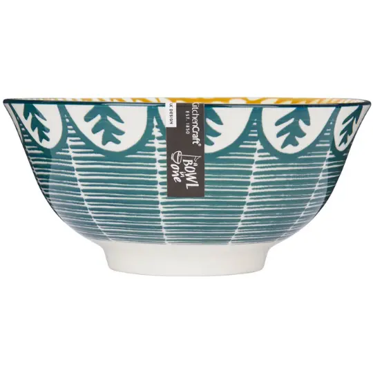 Glazed Stoneware Bowl Leafy Green 6in.webp