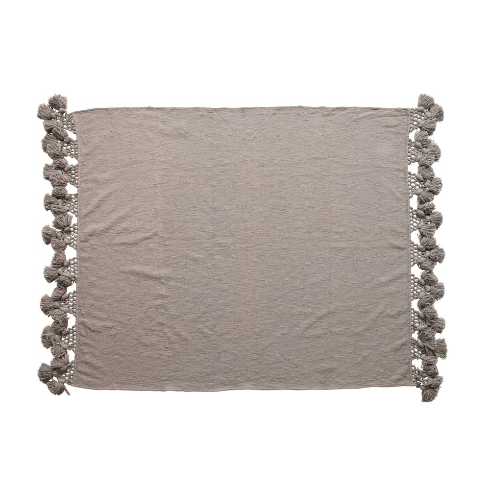Dusty Blue Crochet Trim Throw 