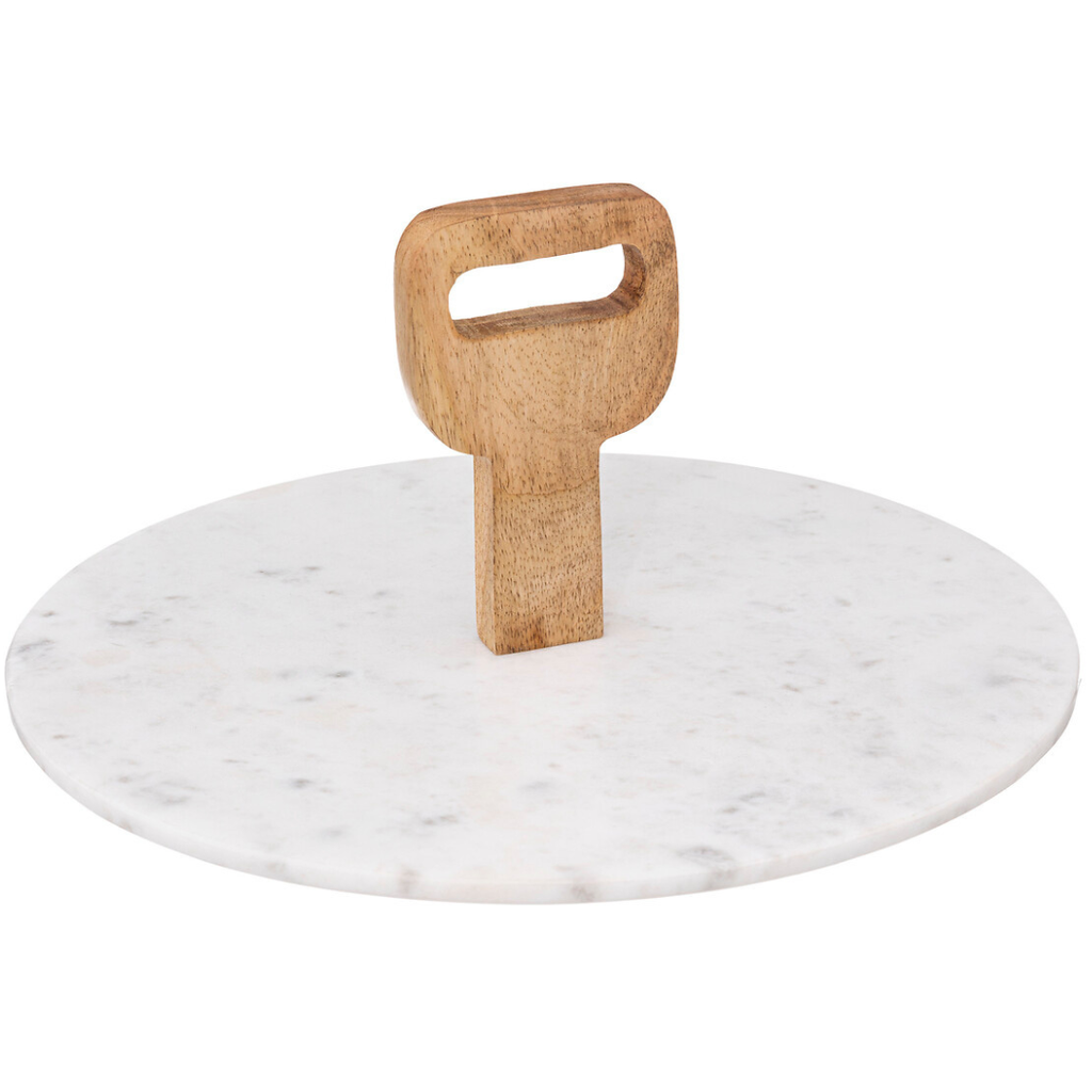 Marble Presentation Plate with Handle White 30cm