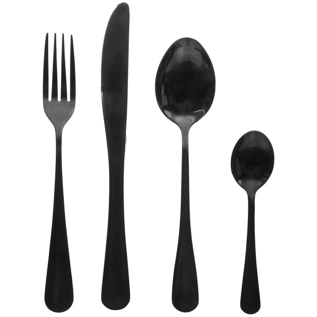 Shadow Flatware Set Black 16pc