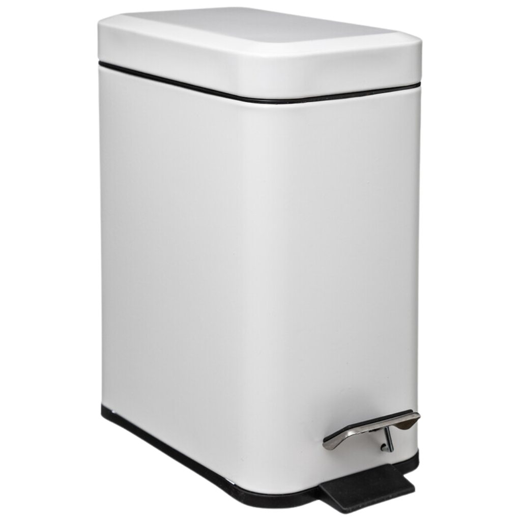 Rectangle Soft Close Step Can White 5L