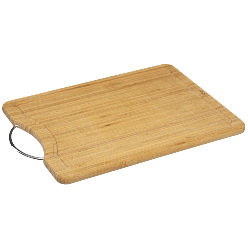 Bamboo Cutting Board with Stainless Steel Handle 17x12in