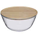 Glass Salad Bowl with Bamboo Lid 2.7L