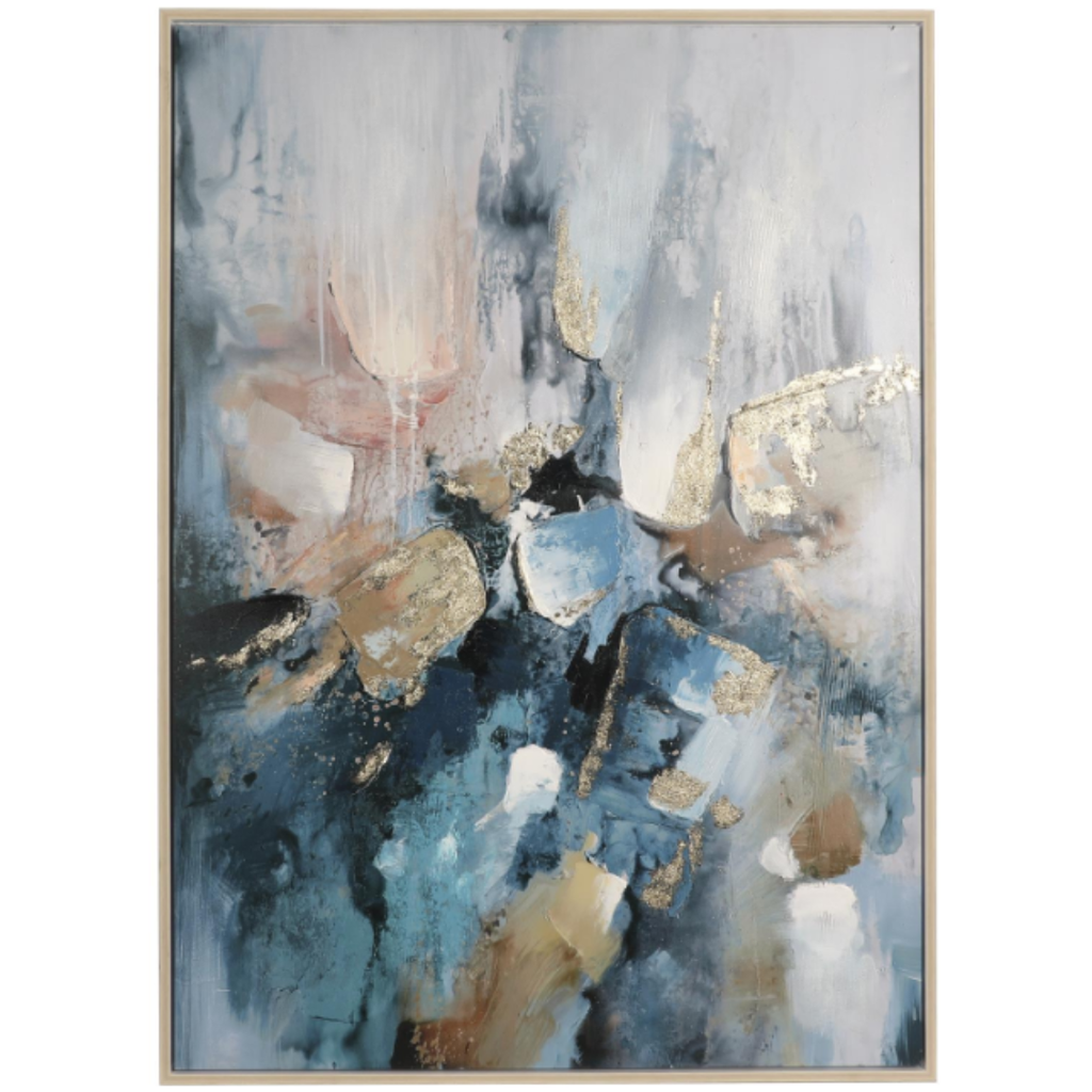 Blue Abstract Framed Canvas 47x65in 