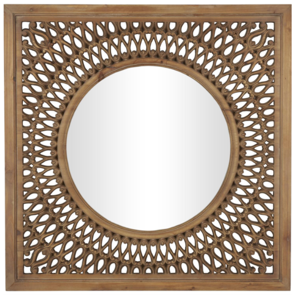 Carved Wood Mirror 40in