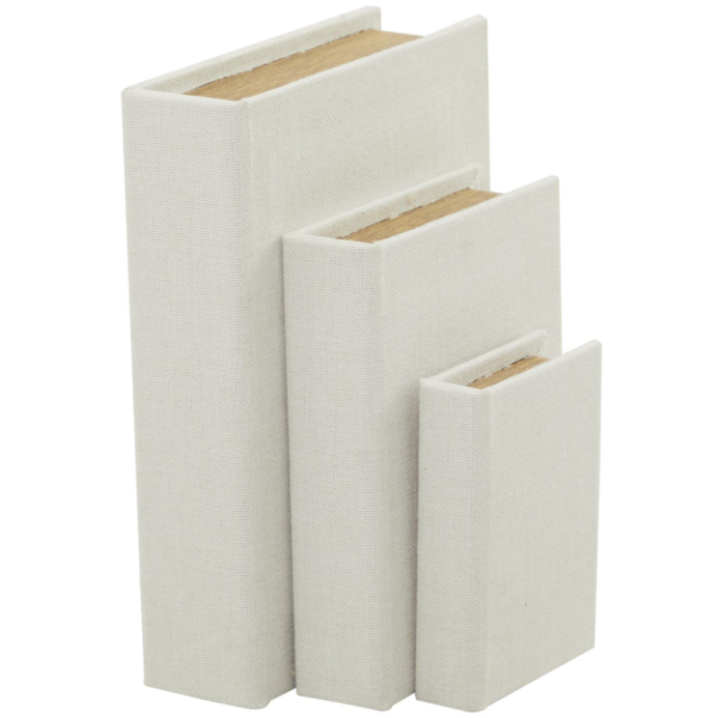 Burlap Book Box Set of 3