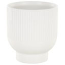 Linear Grooved Ceramic Planter White 8in