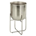 Metal Brushed Dome Planter With Base Silver 16in