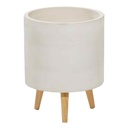White Cement Footed Round Planter 13in