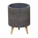 Grey Cement Footed Round Planter 16in