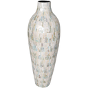 Ivory & Blue Mother of Pearl Vase 28in