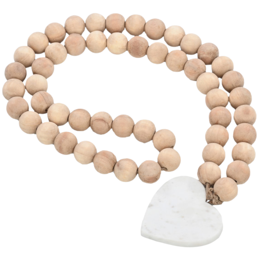 Wood Garland with Marble Heart