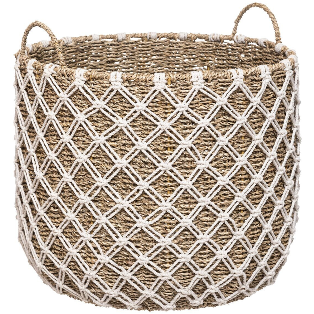 Palm Macrame Basket 16in