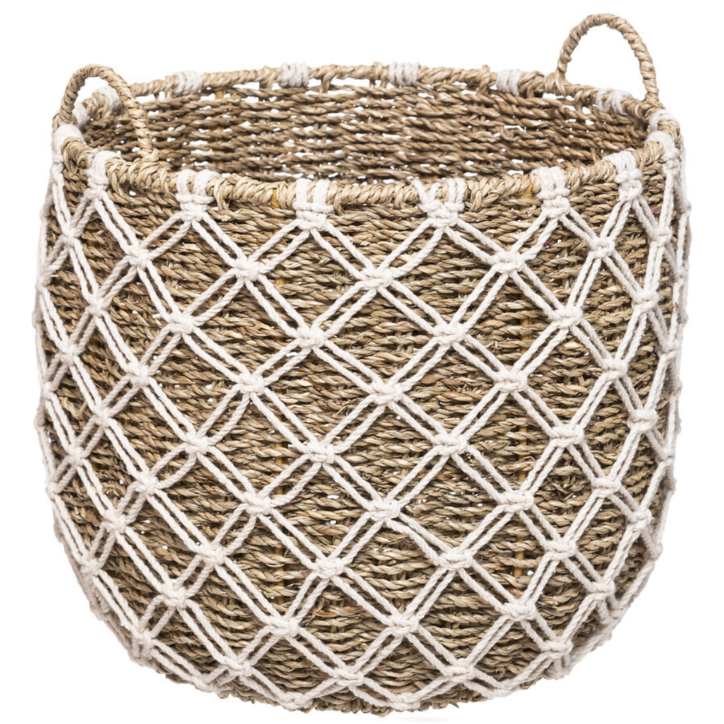Palm Macrame Basket 12in