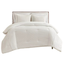 Apollo Striped Seersucker King Comforter Set Ivory 3 pc