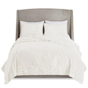 Veronica 3 Piece Tufted Cotton Chenille Floral Queen Comforter Set Off-White