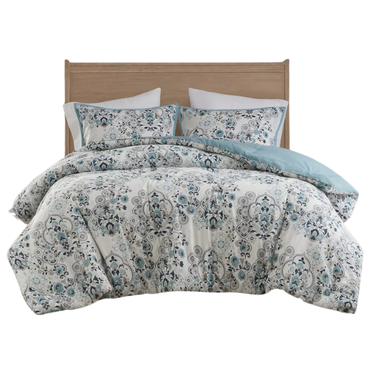 Brielle 3 Piece Floral Printed Cotton Queen Comforter Set