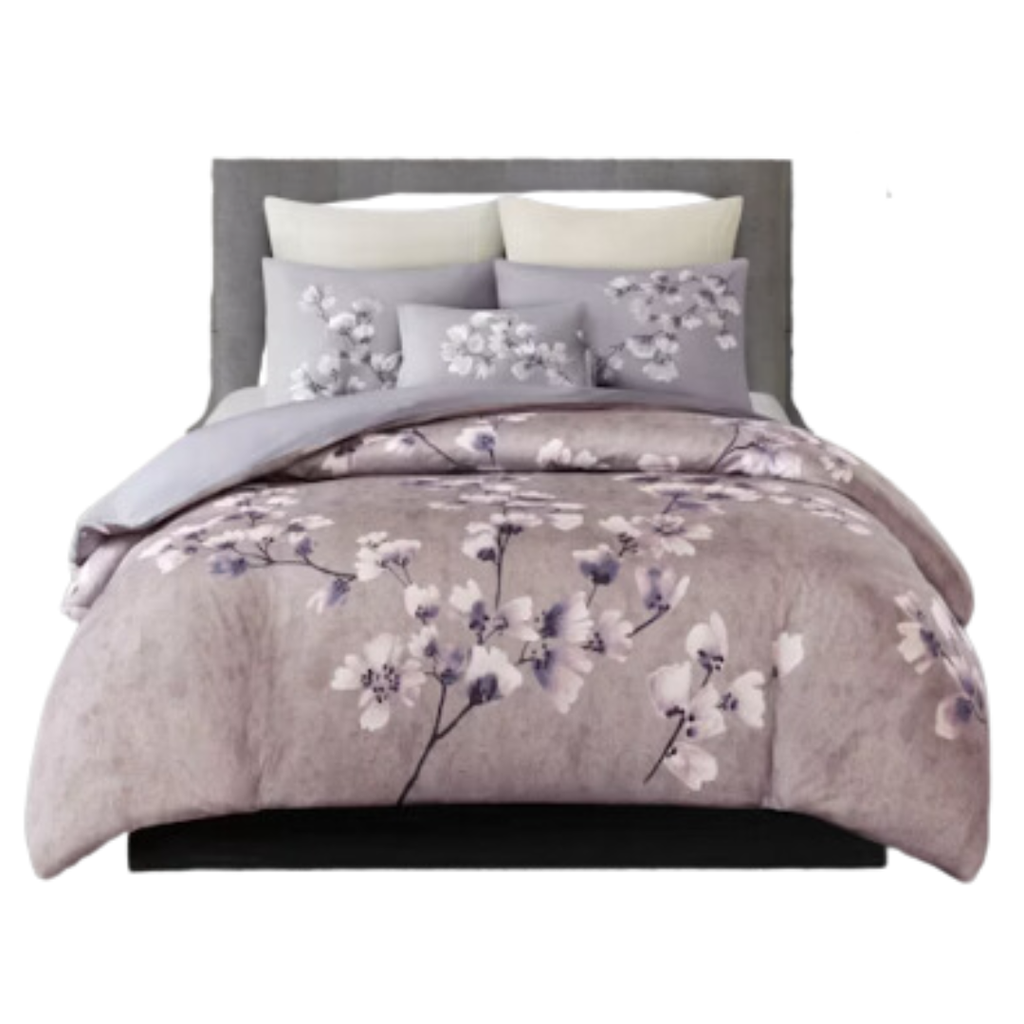 Sakura Blossom 3 Piece Cotton Sateen Printed Queen Comforter Set