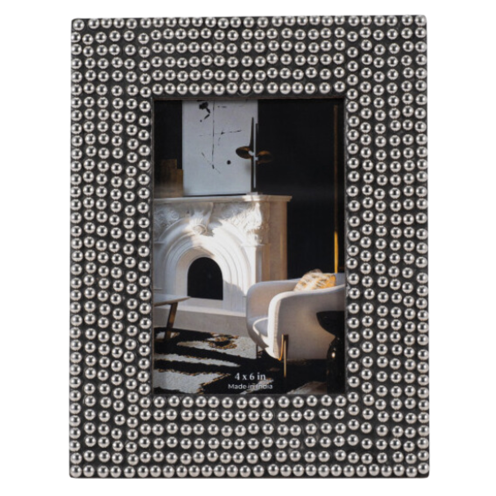 Studded Silver and Black Frame 4in x 6in