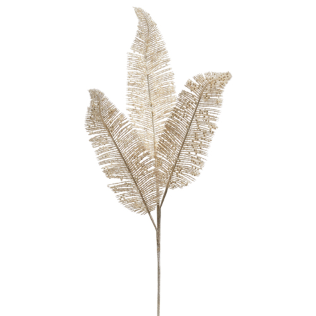 Glittered Pearl Fern Spray 24in