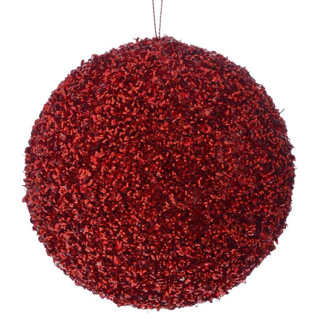 Christmas Red Glitter Bauble 4in