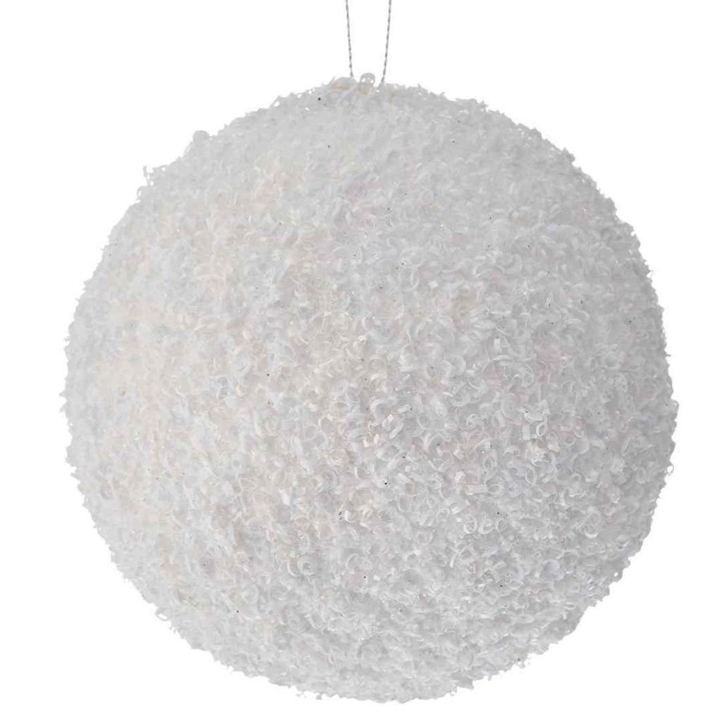 Christmas white Glitter Bauble 4in