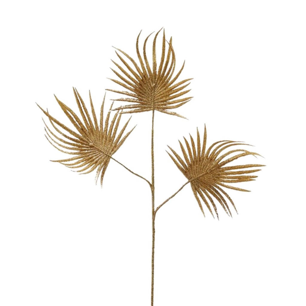 Glittered Peacock Spray Gold 27in