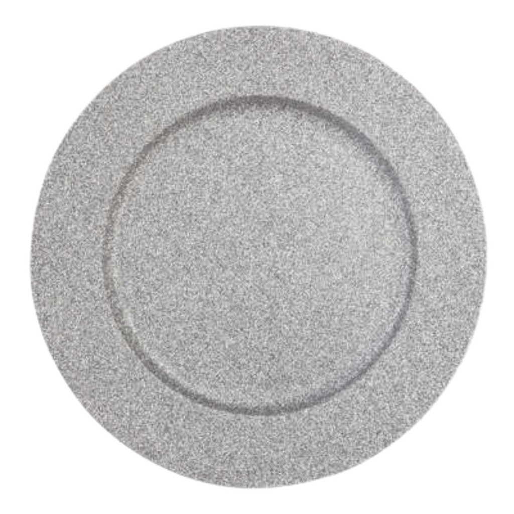 Glittered Charger Silver