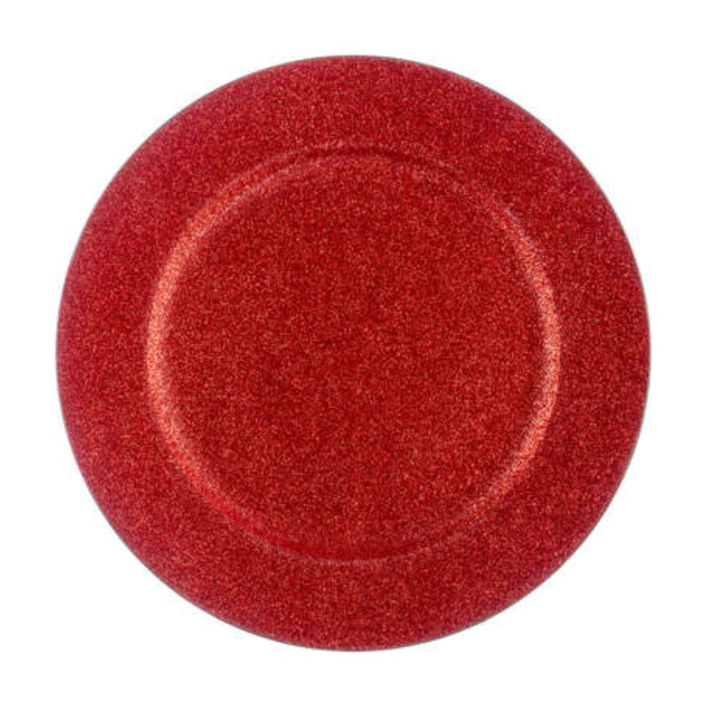 Glittered Charger Red