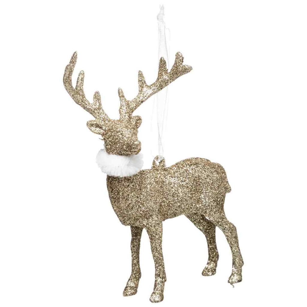 Glittered Deer Ornament 6in