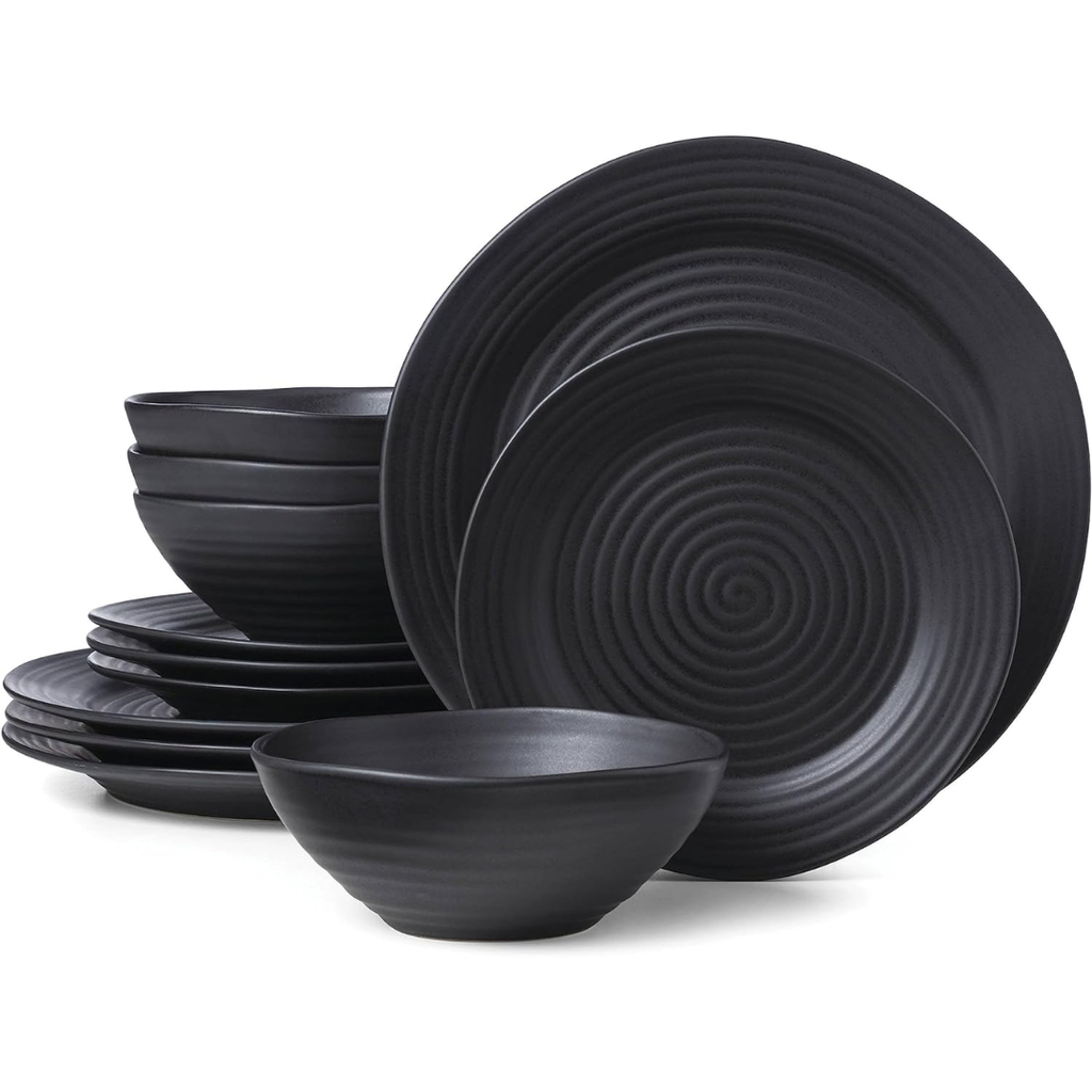 Oneida Ridge Black Dinnerware Set 12pc