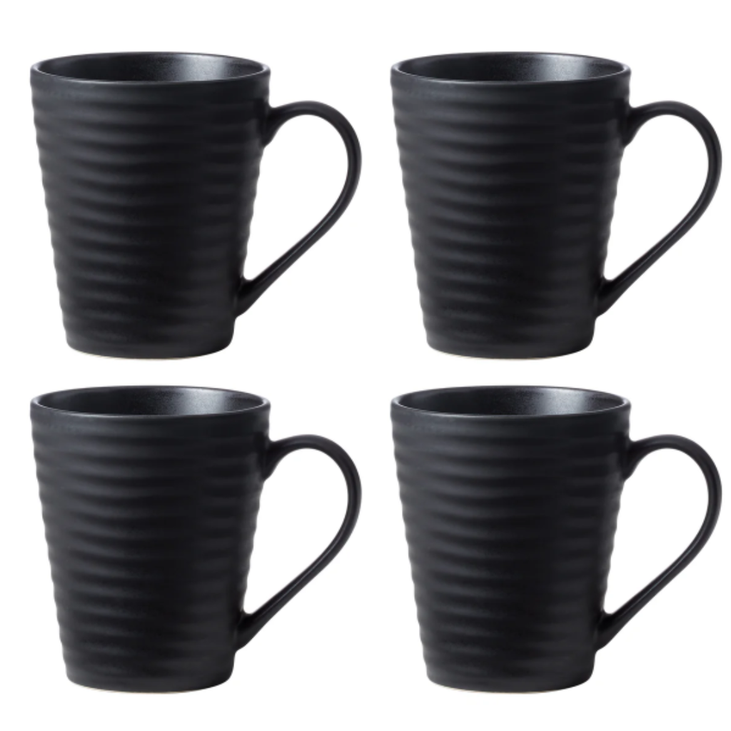 Oneida Ridge Black Mug Set 4pc